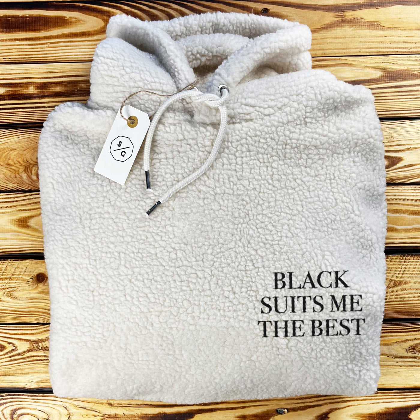 BESTICKTER SHERPA HOODIE • BLACK SUITS ME THE BEST