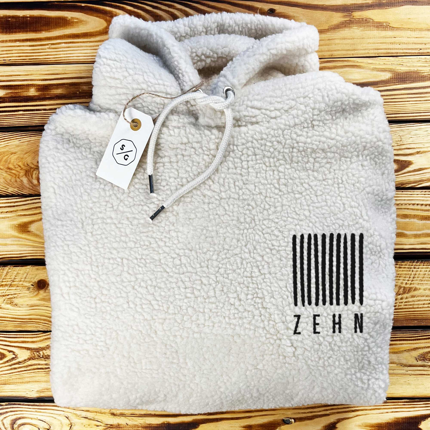 BESTICKTER SHERPA HOODIE • LOGO ZEHN RECORDS