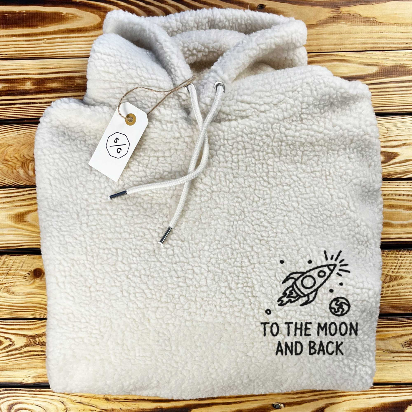 BESTICKTER SHERPA HOODIE • TO THE MOON AND BACK