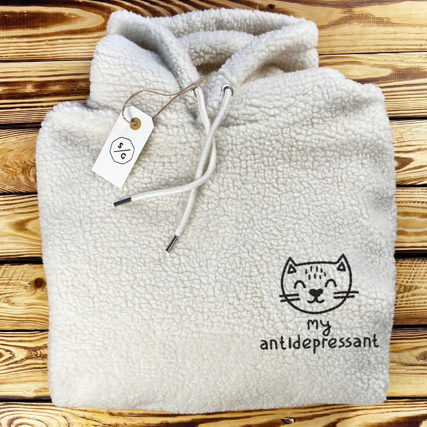 BESTICKTER SHERPA HOODIE • MY ANTIDEPRESSANT