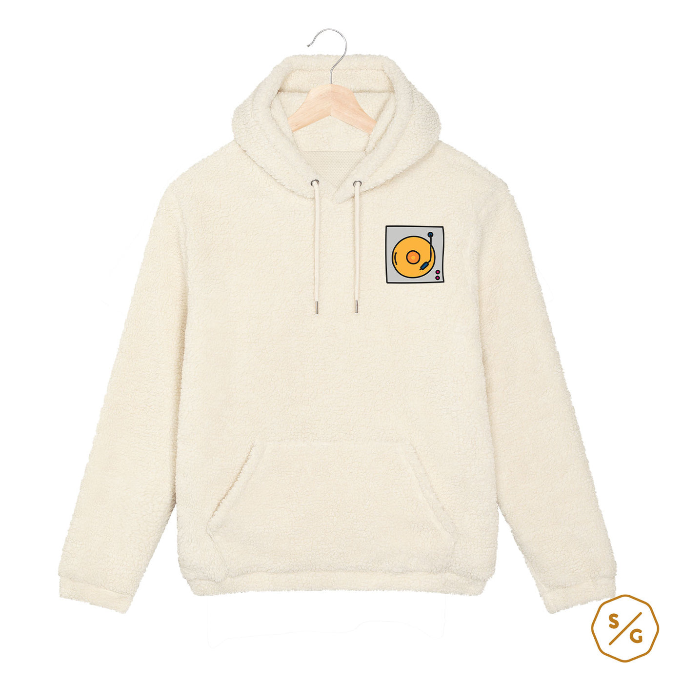 EMBROIDERED SHERPA HOODIE • TURNTABLE SKETCH COLOR