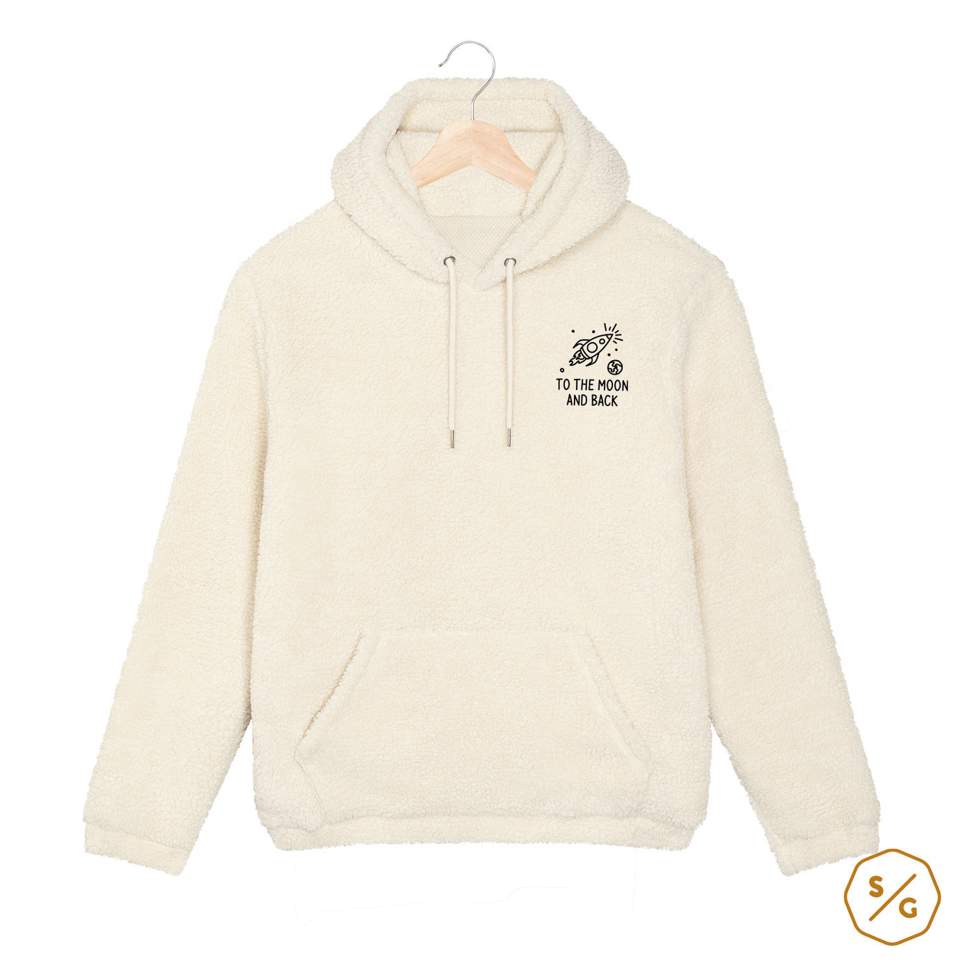 BESTICKTER SHERPA HOODIE • TO THE MOON AND BACK