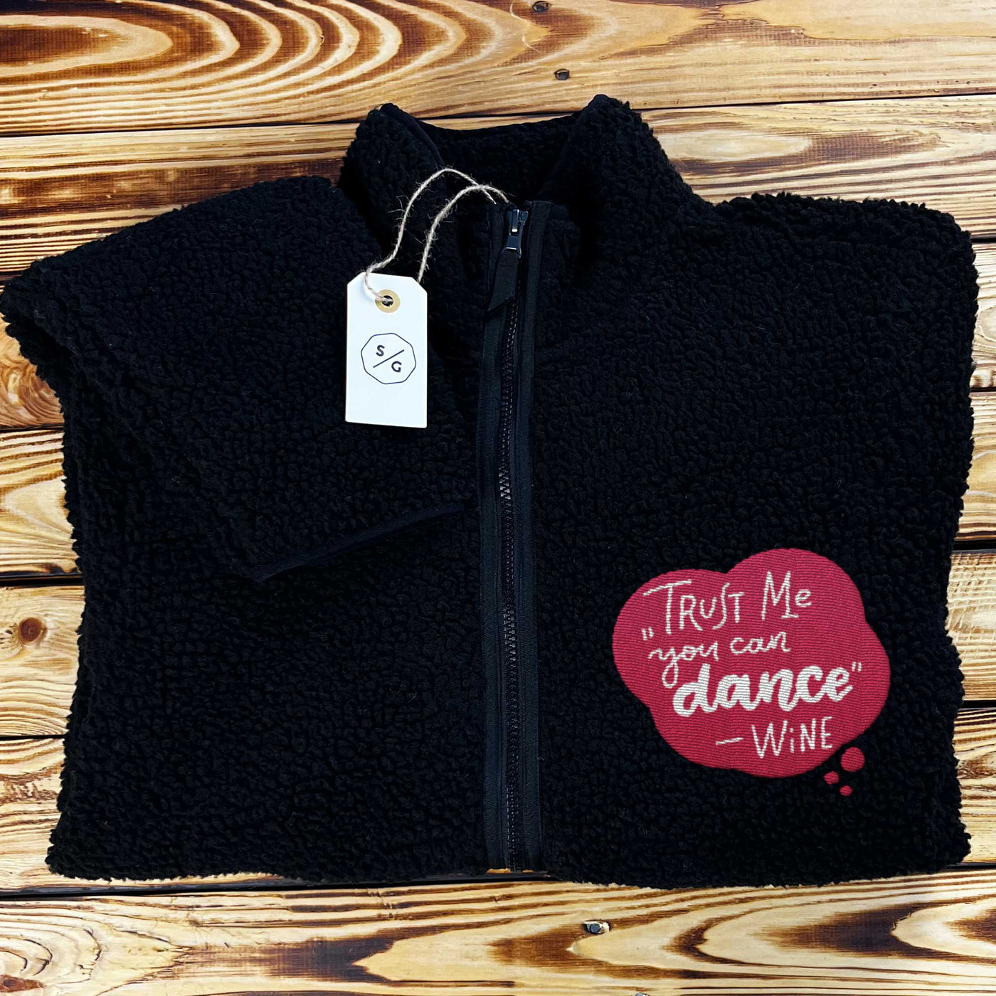 EMBROIDERED SHERPA JACKET • TRUST ME YOU CAN DANCE - WINE