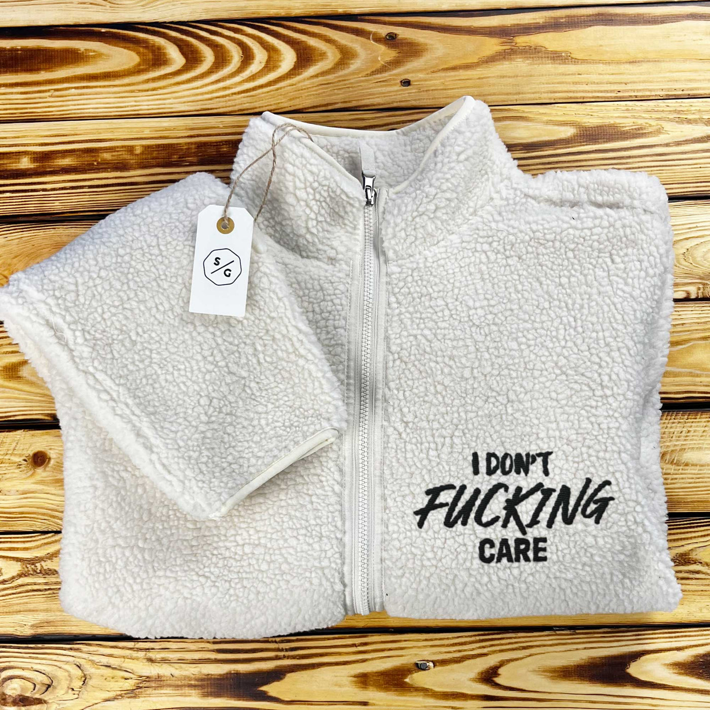 BESTICKTER SHERPA JACKE • I DON'T FUCKING CARE