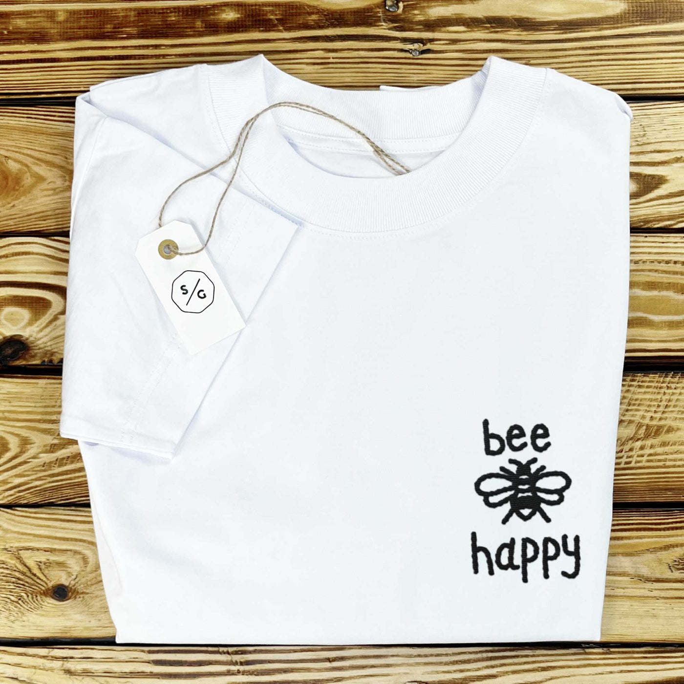 SHIRT OVERSIZED • BEE HAPPY - Organic oversized shirt ST/ST with embroidery