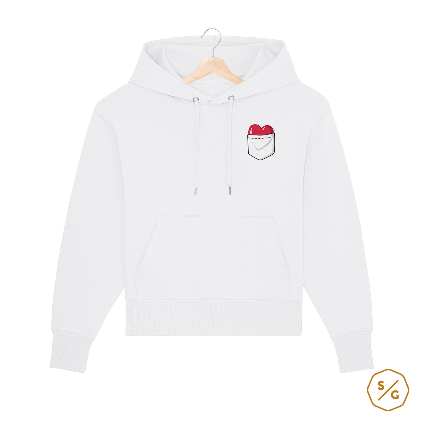 BESTICKTER HOODIE OVERSIZED • HEART IN POCKET