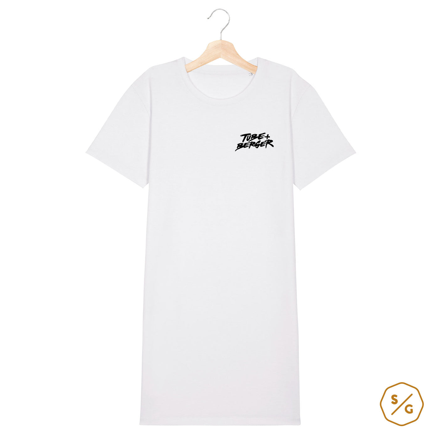 BESTICKTES T-SHIRT KLEID • LOGO TUBE & BERGER