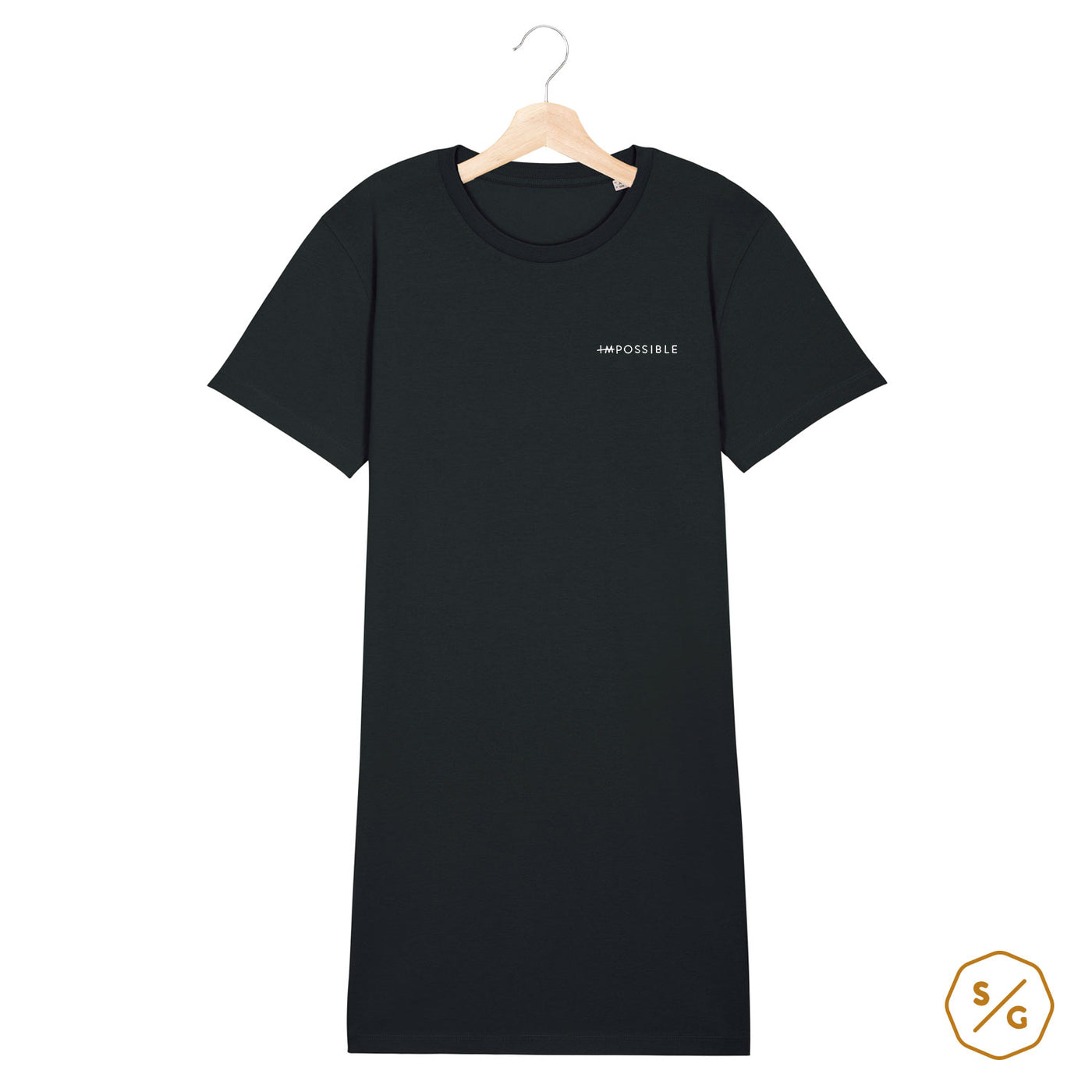 BESTICKTES T-SHIRT KLEID • IMPOSSIBLE / POSSIBLE