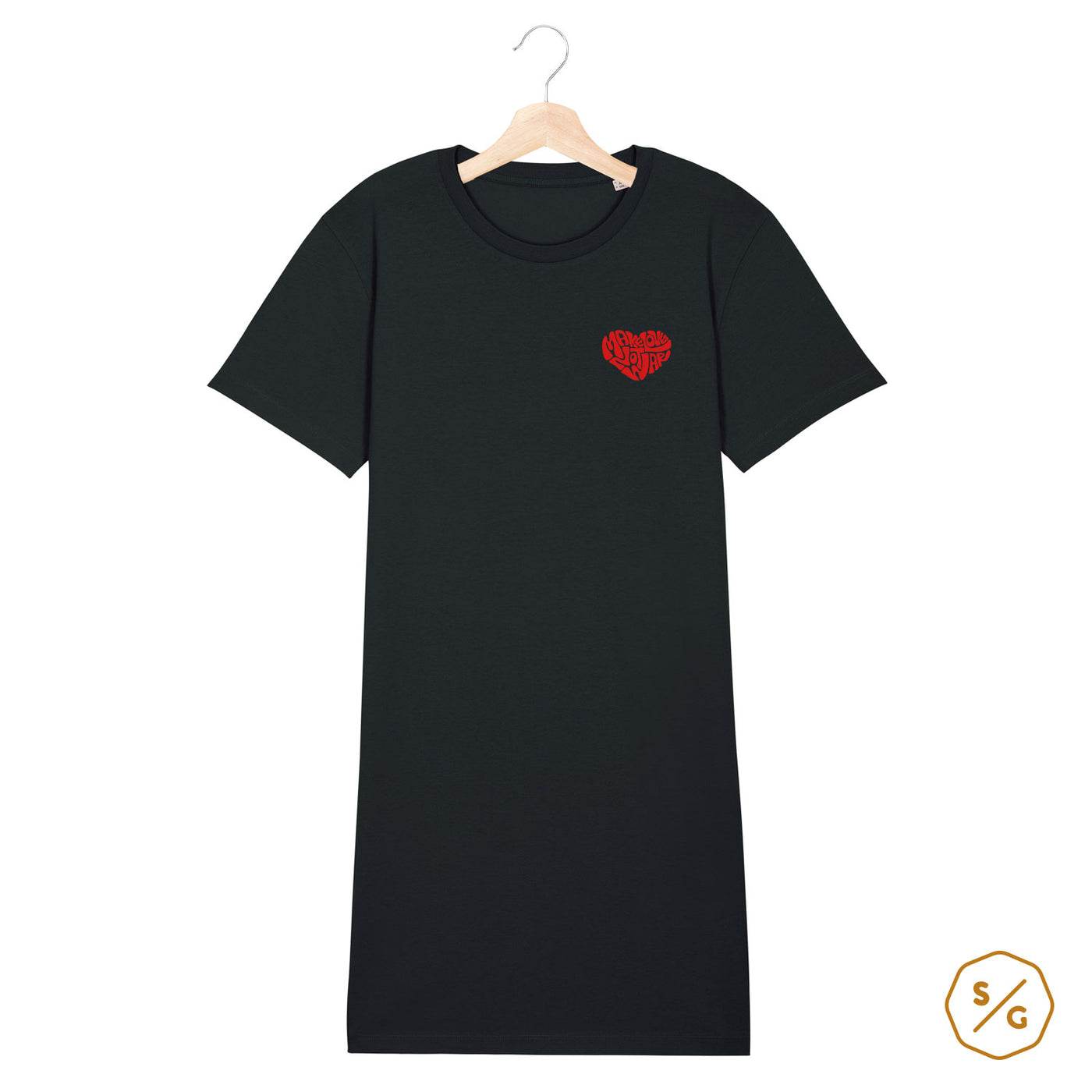 BESTICKTES T-SHIRT KLEID • MAKE LOVE NOT WAR