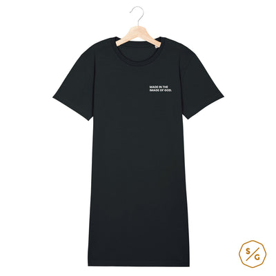 EMBROIDERED T-SHIRT DRESS • MADE IN THE IMAGE OF GOD.