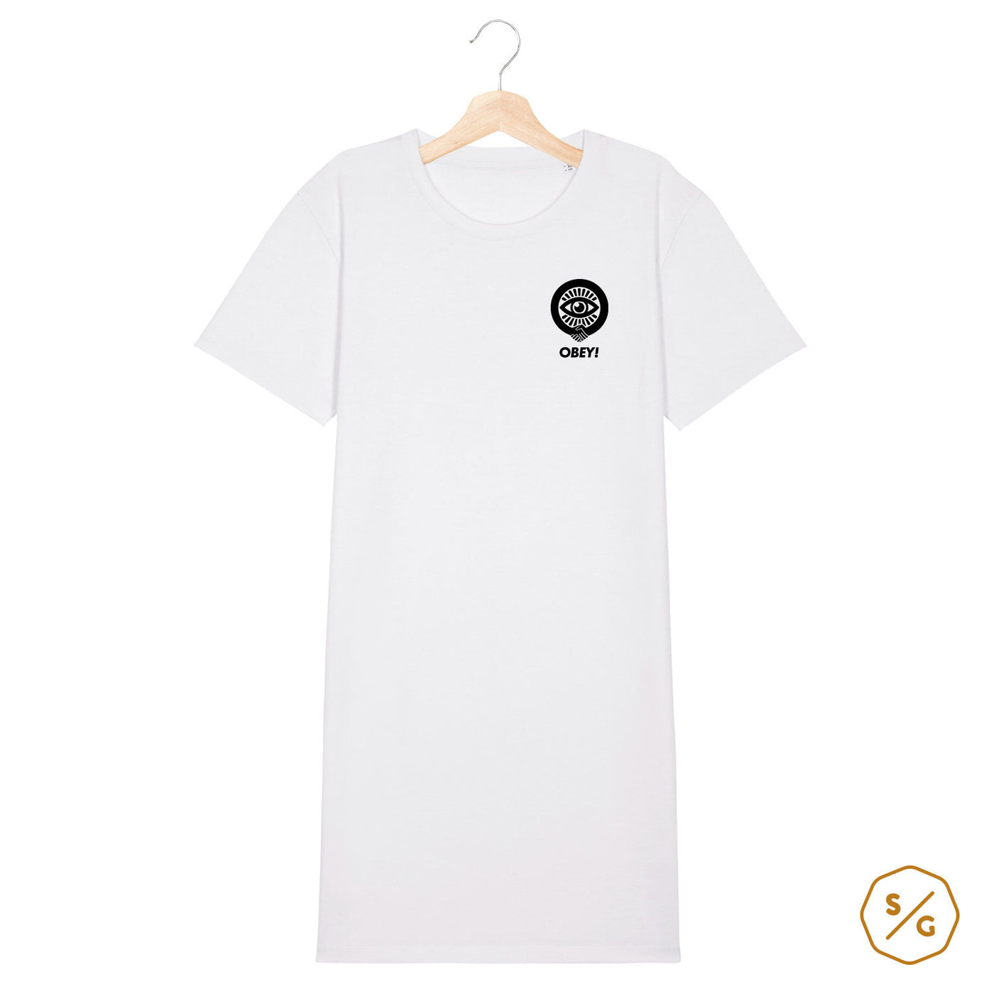 BESTICKTES T-SHIRT KLEID • OBEY