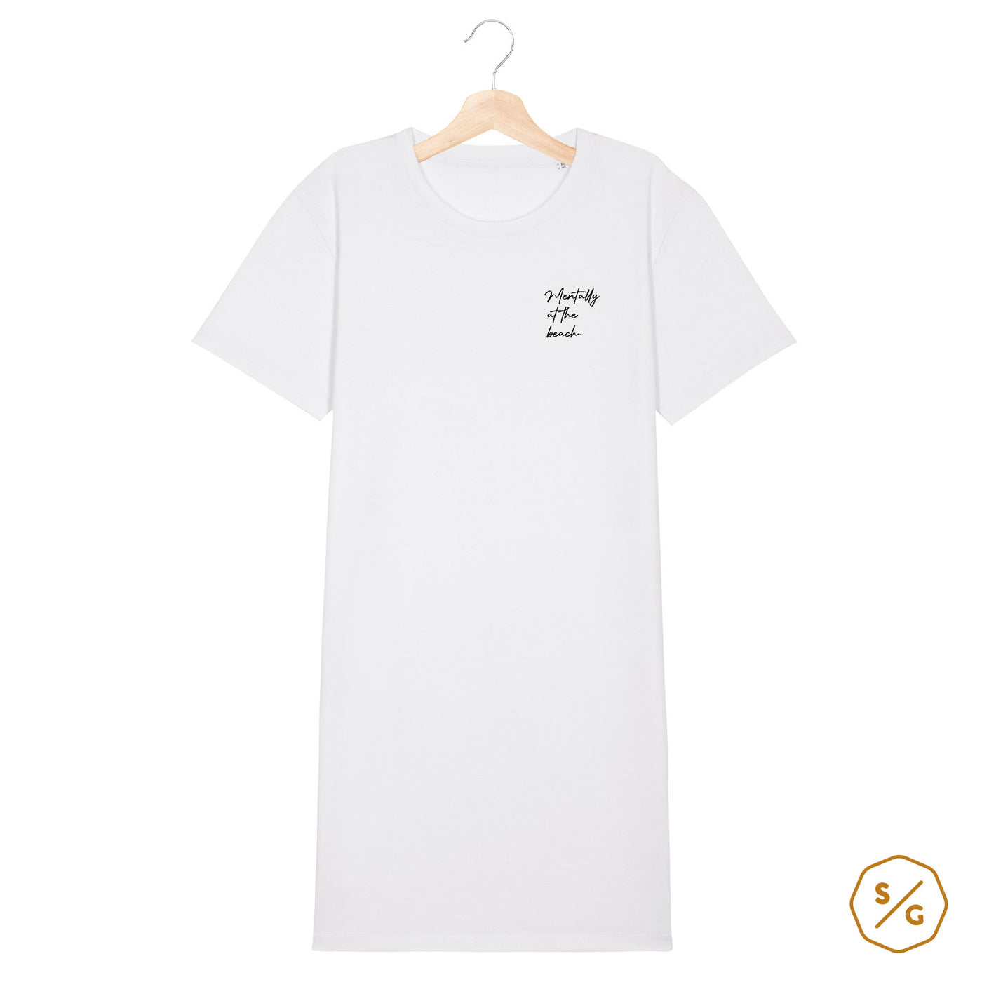 BESTICKTES T-SHIRT KLEID • MENTALLY AT THE BEACH