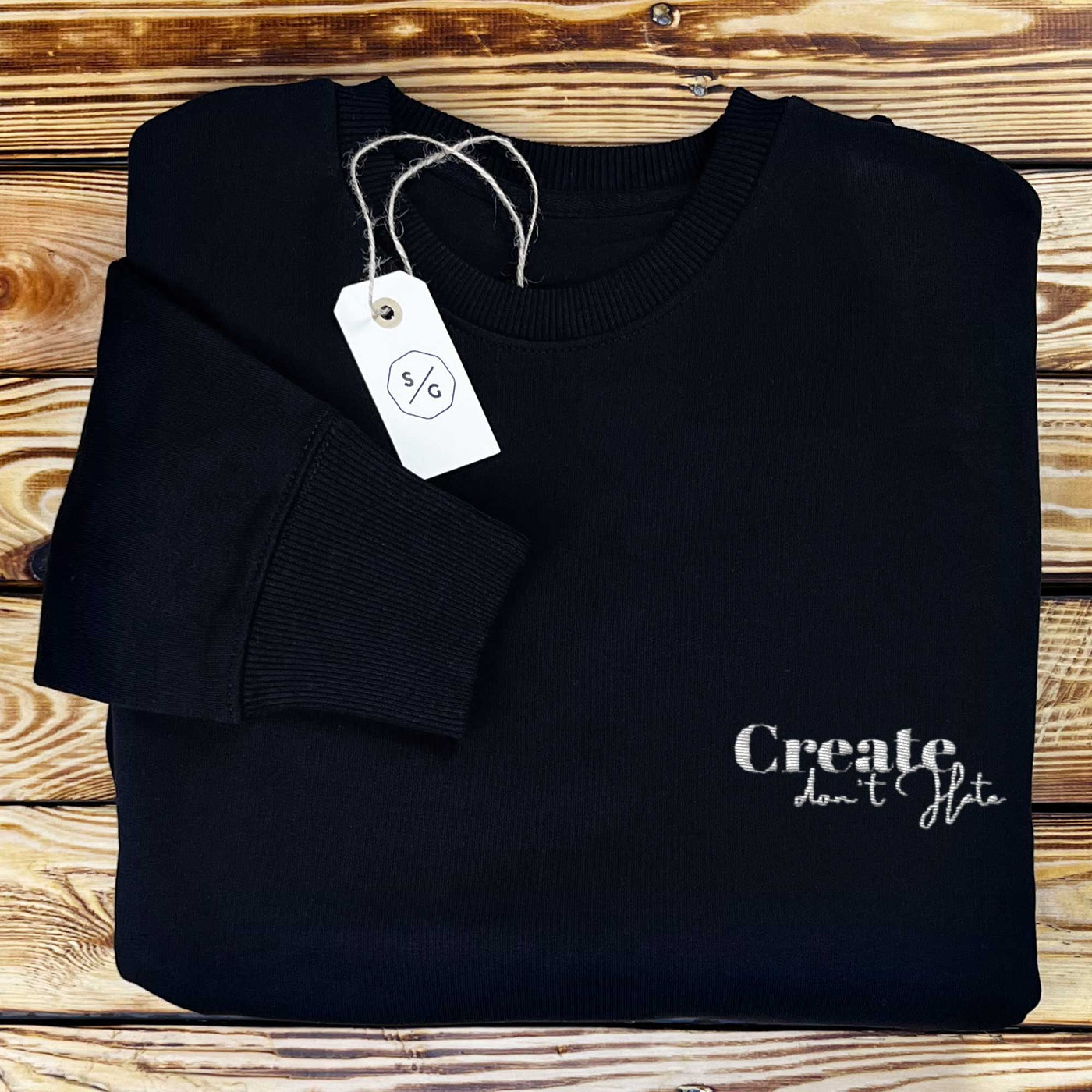 EMBROIDERED SWEATER • CREATE DON'T HATE