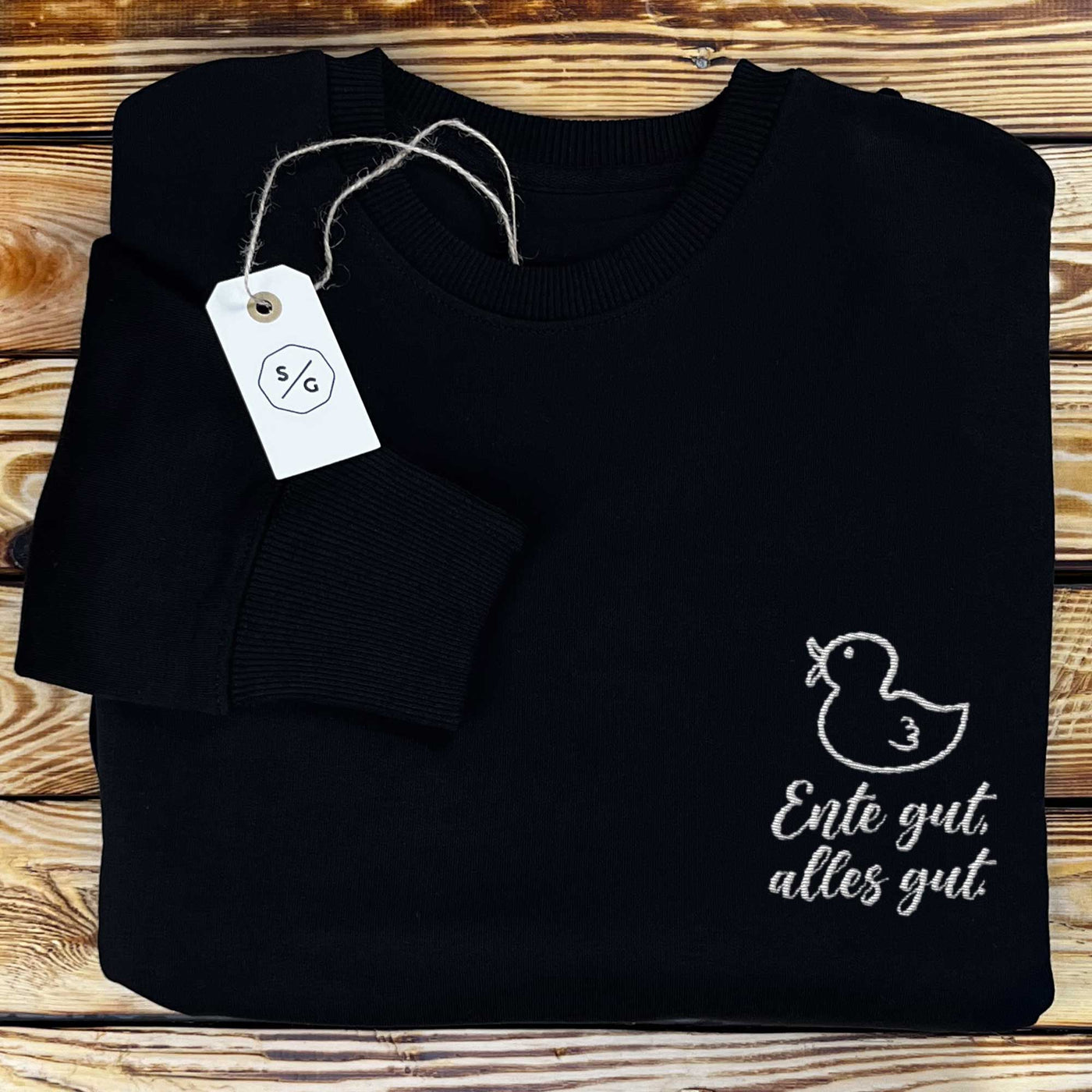 BESTICKTER SWEATER • ENTE GUT, ALLES GUT