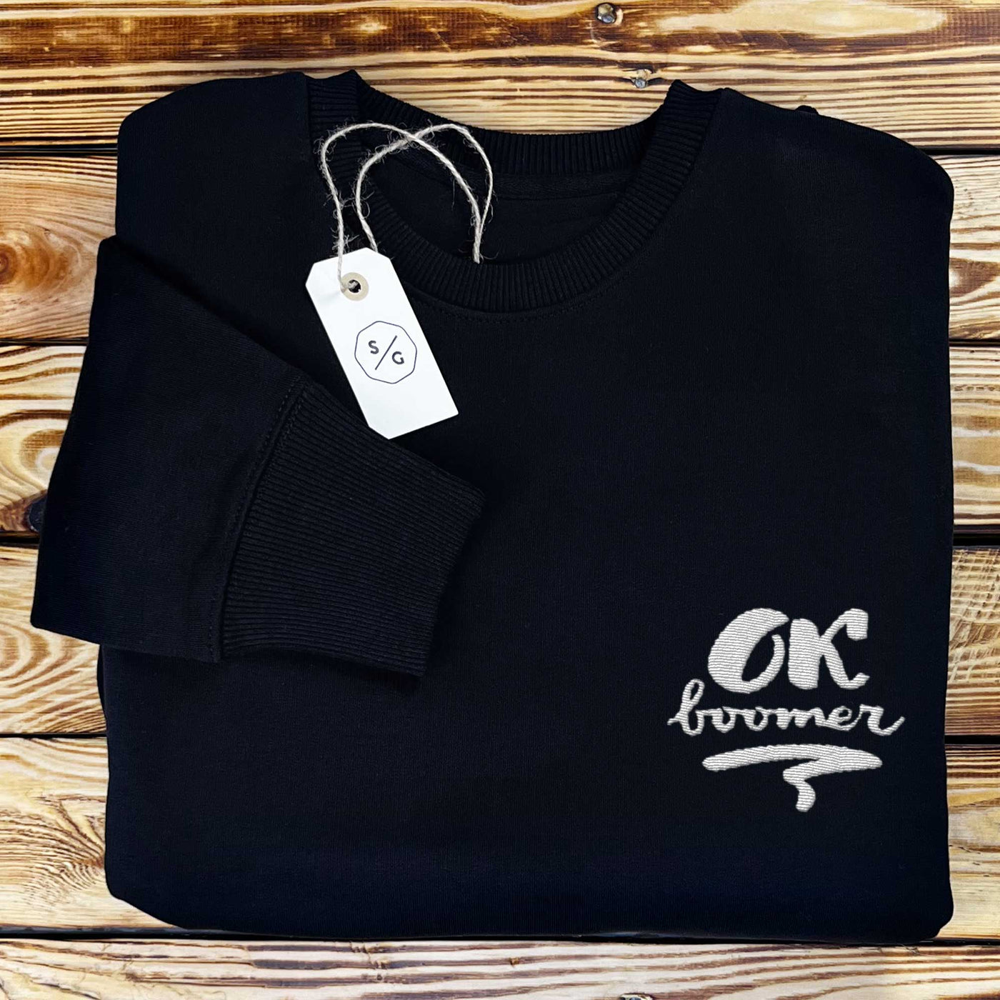 BESTICKTER SWEATER • OK BOOMER