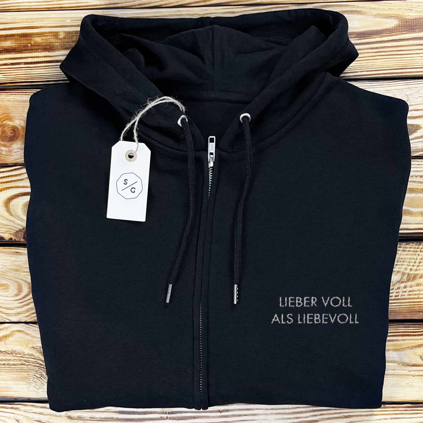 BESTICKTER ZIPPER HOODIE • LIEBER VOLL ALS LIEBEVOLL