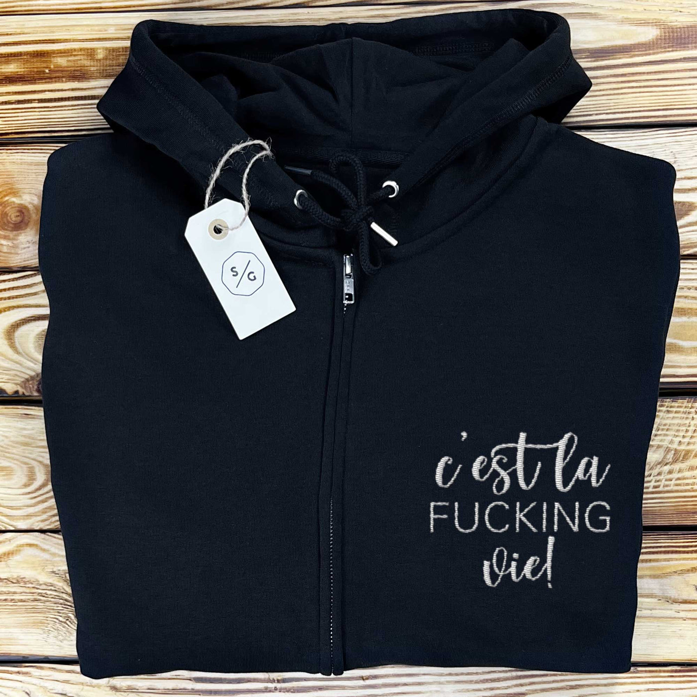 BESTICKTER ZIPPER HOODIE • C'EST LA FUCKING VIE