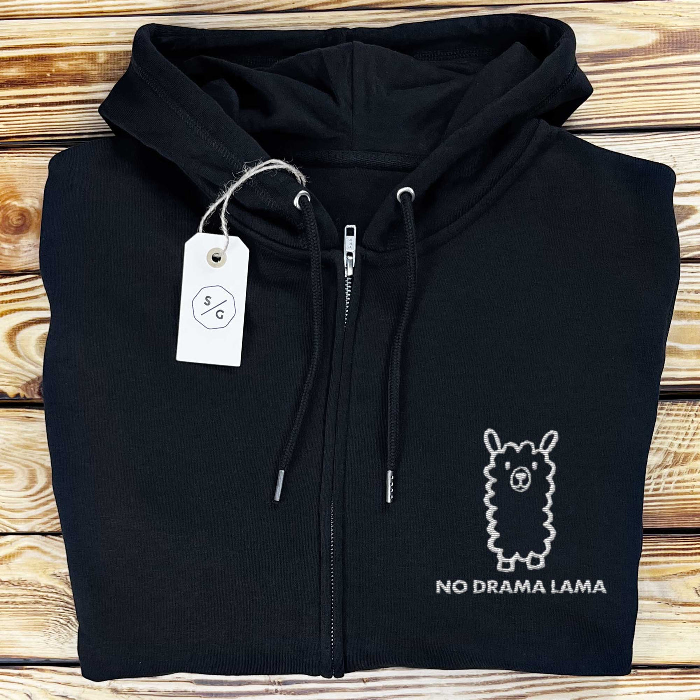 BESTICKTER ZIPPER HOODIE • NO DRAMA LAMA