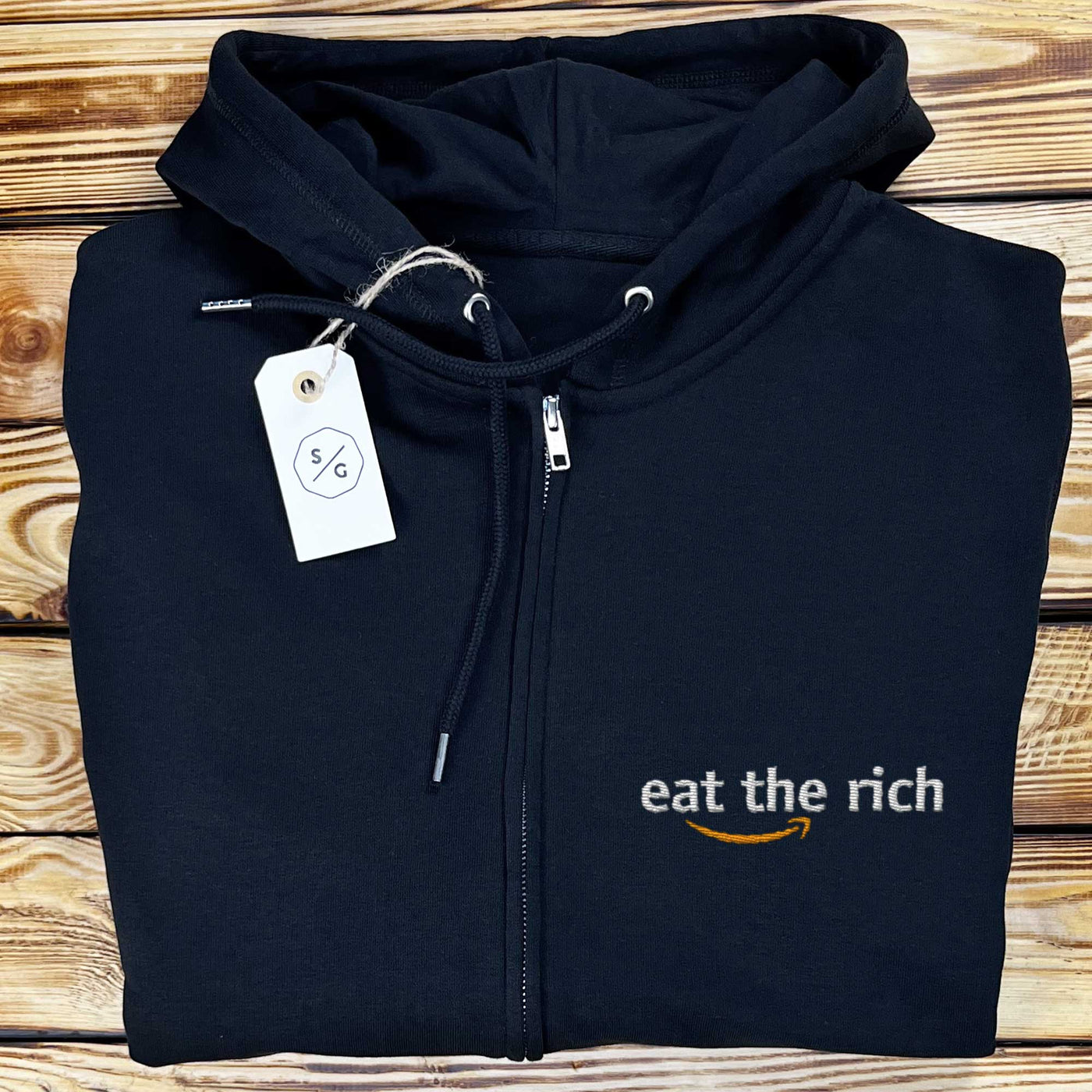 EMBROIDERED ZIPPER HOODIE • EAT THE RICH