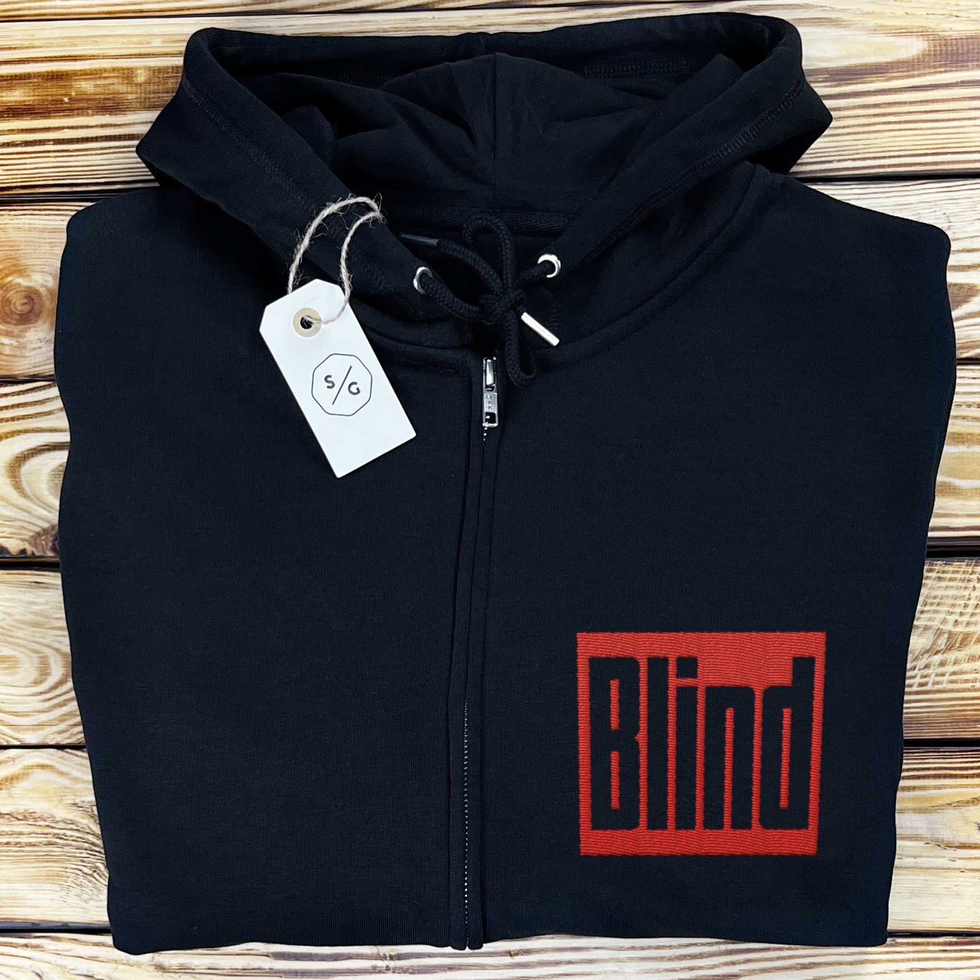 EMBROIDERED ZIPPER HOODIE • BLIND