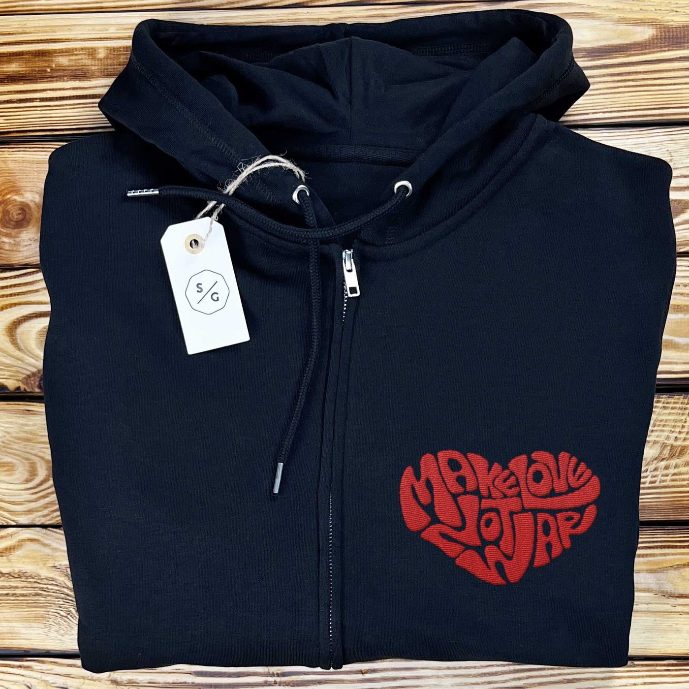 BESTICKTER ZIPPER HOODIE • MAKE LOVE NOT WAR