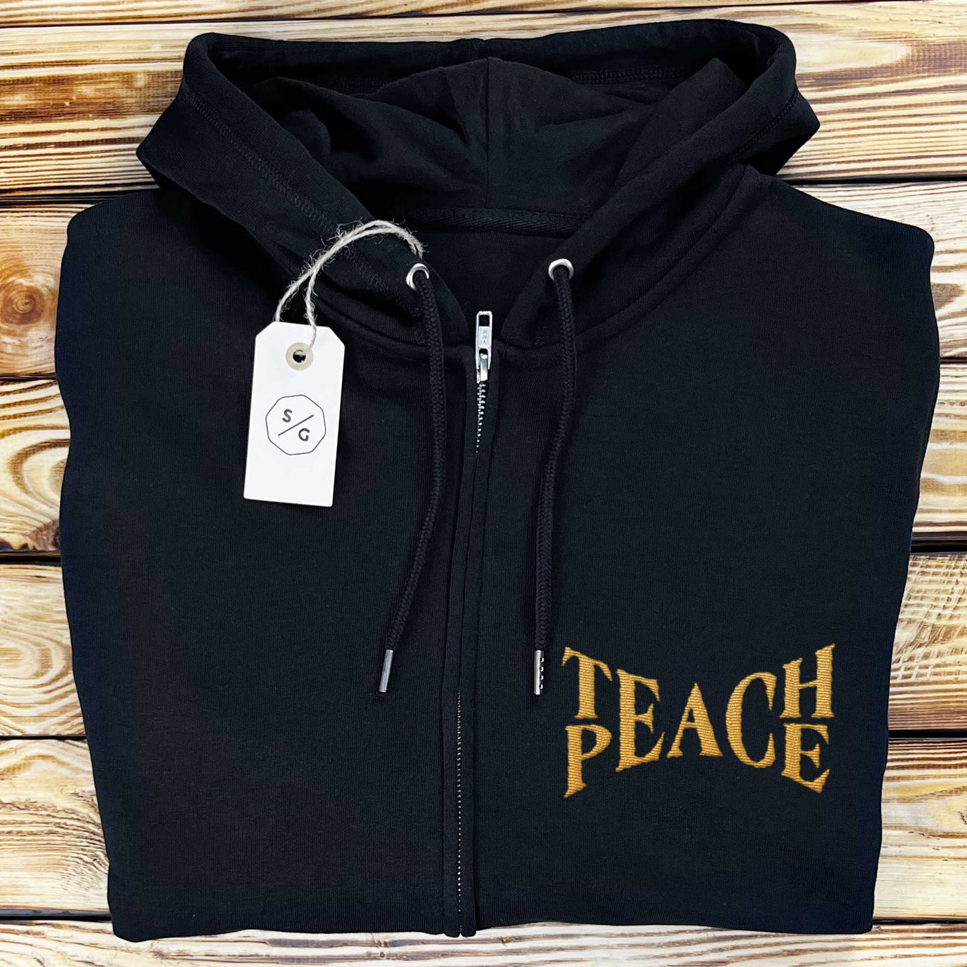 BESTICKTER ZIPPER HOODIE • TEACH PEACE