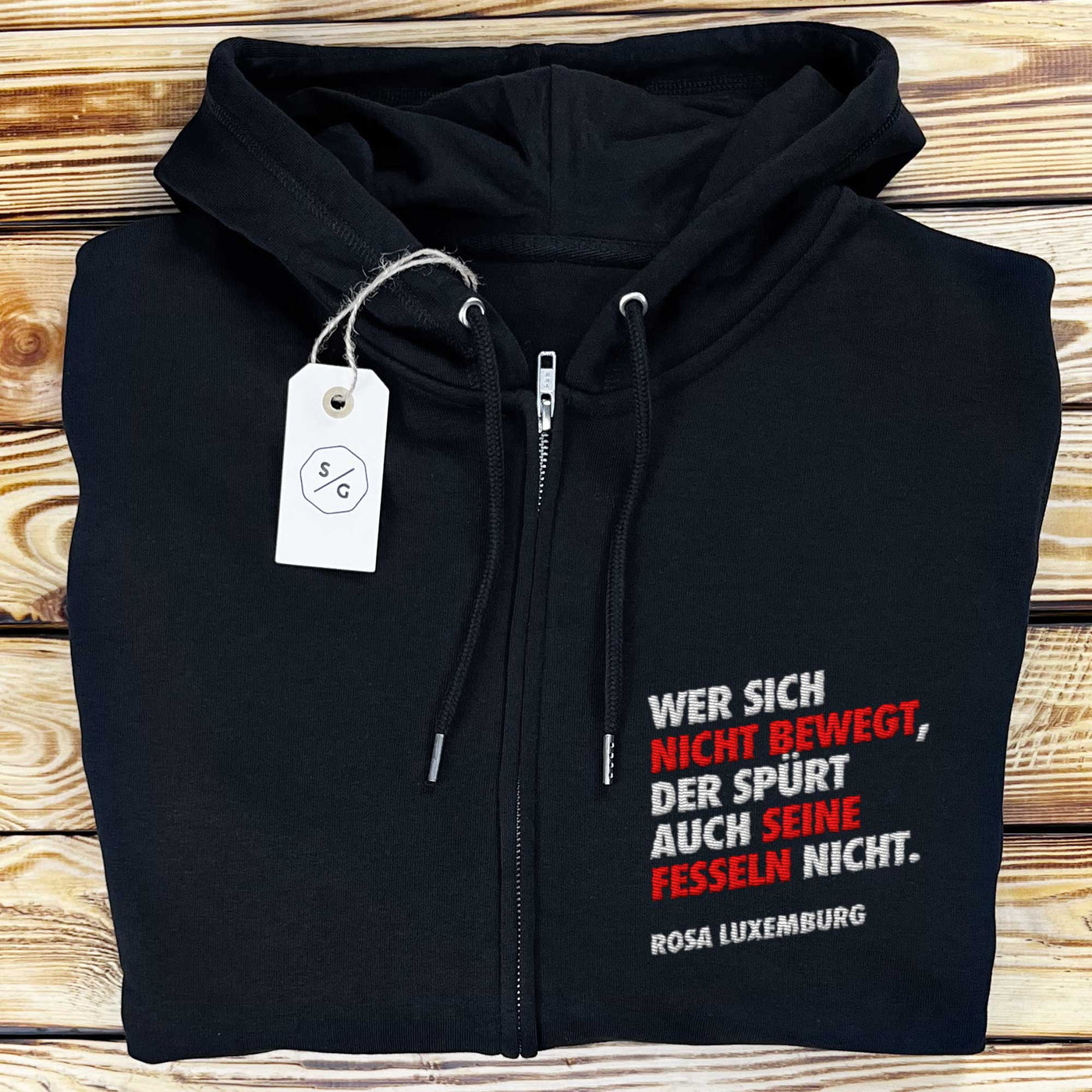 EMBROIDERED ZIPPER HOODIE • WER SICH NICHT BEWEGT