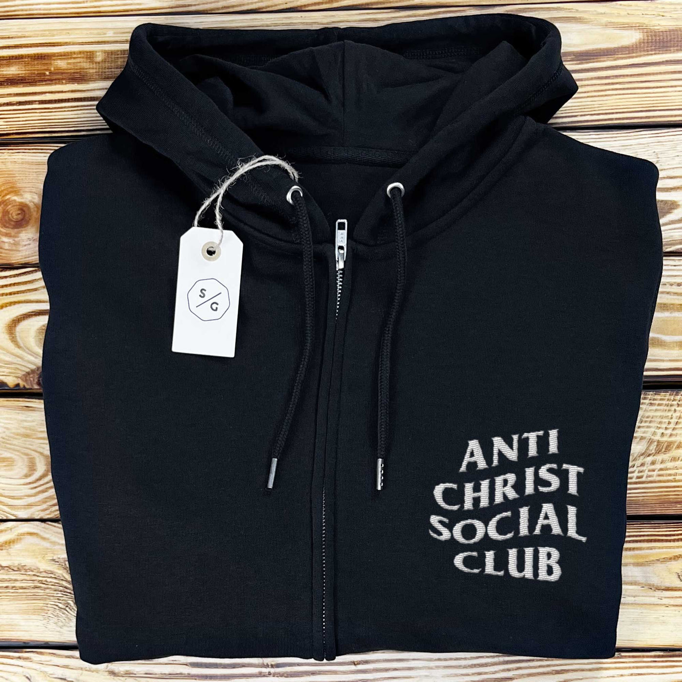 BESTICKTER ZIPPER HOODIE • ANTI CHRIST SOCIAL CLUB