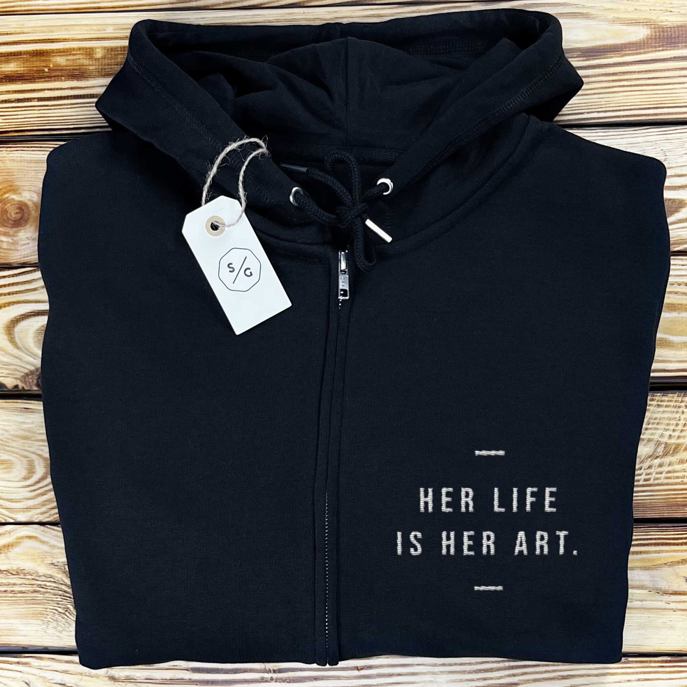 BESTICKTER ZIPPER HOODIE • HER LIFE IS HER ART.