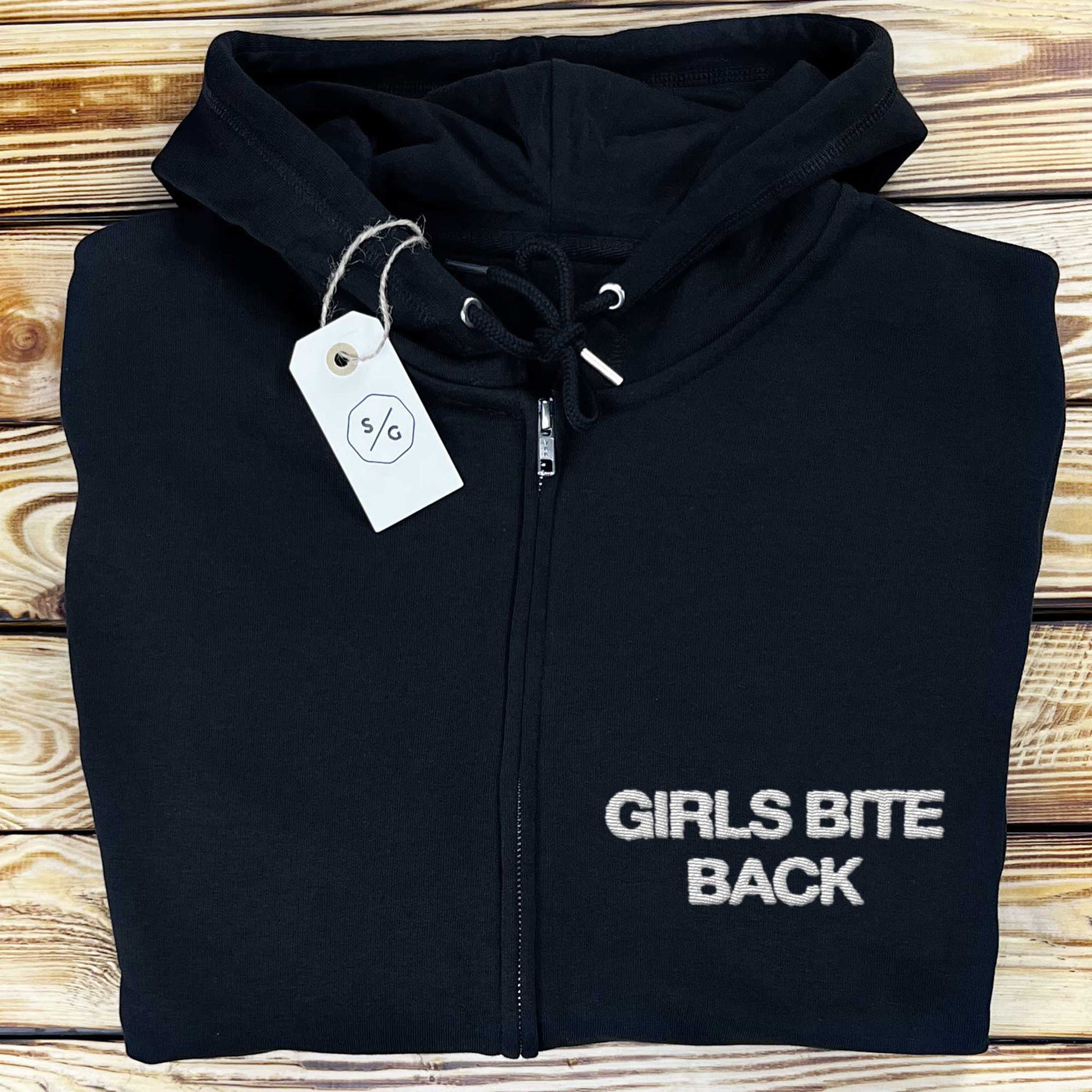 EMBROIDERED ZIPPER HOODIE • GIRLS BITE BACK