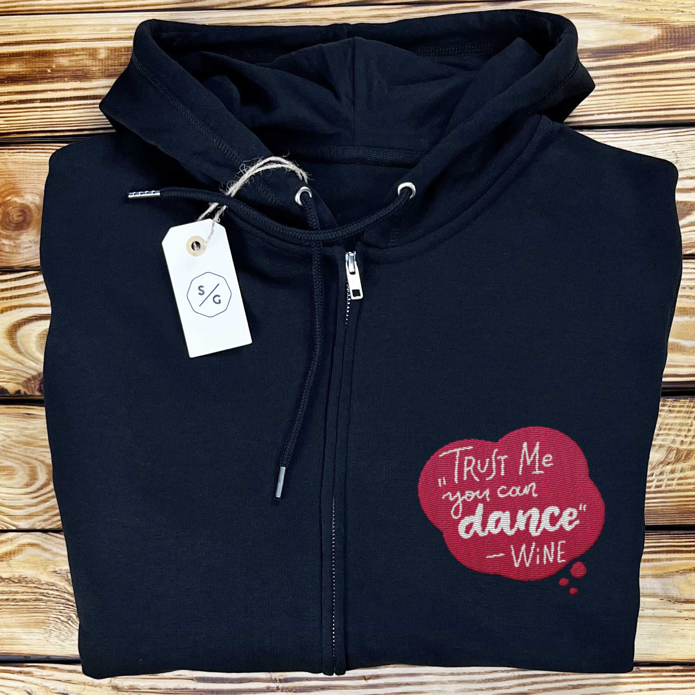 EMBROIDERED ZIPPER HOODIE • TRUST ME YOU CAN DANCE - WINE