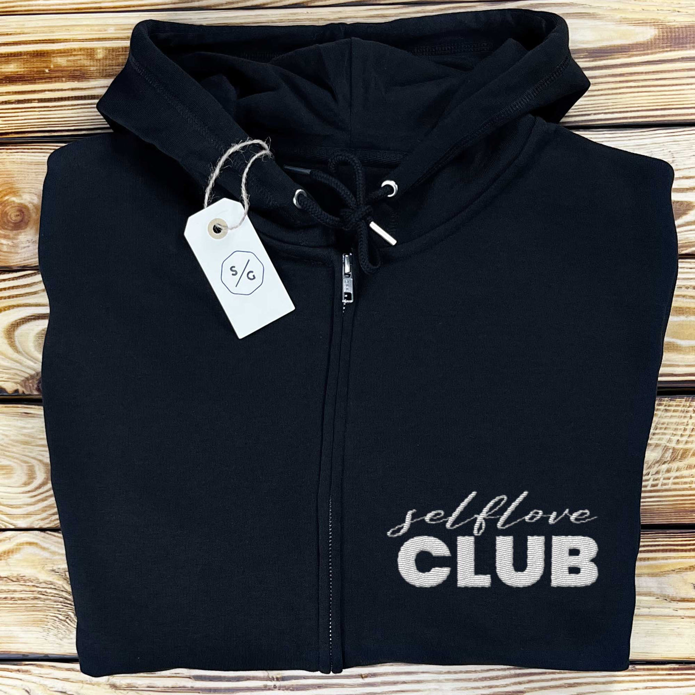 EMBROIDERED ZIPPER HOODIE • SELFLOVE CLUB