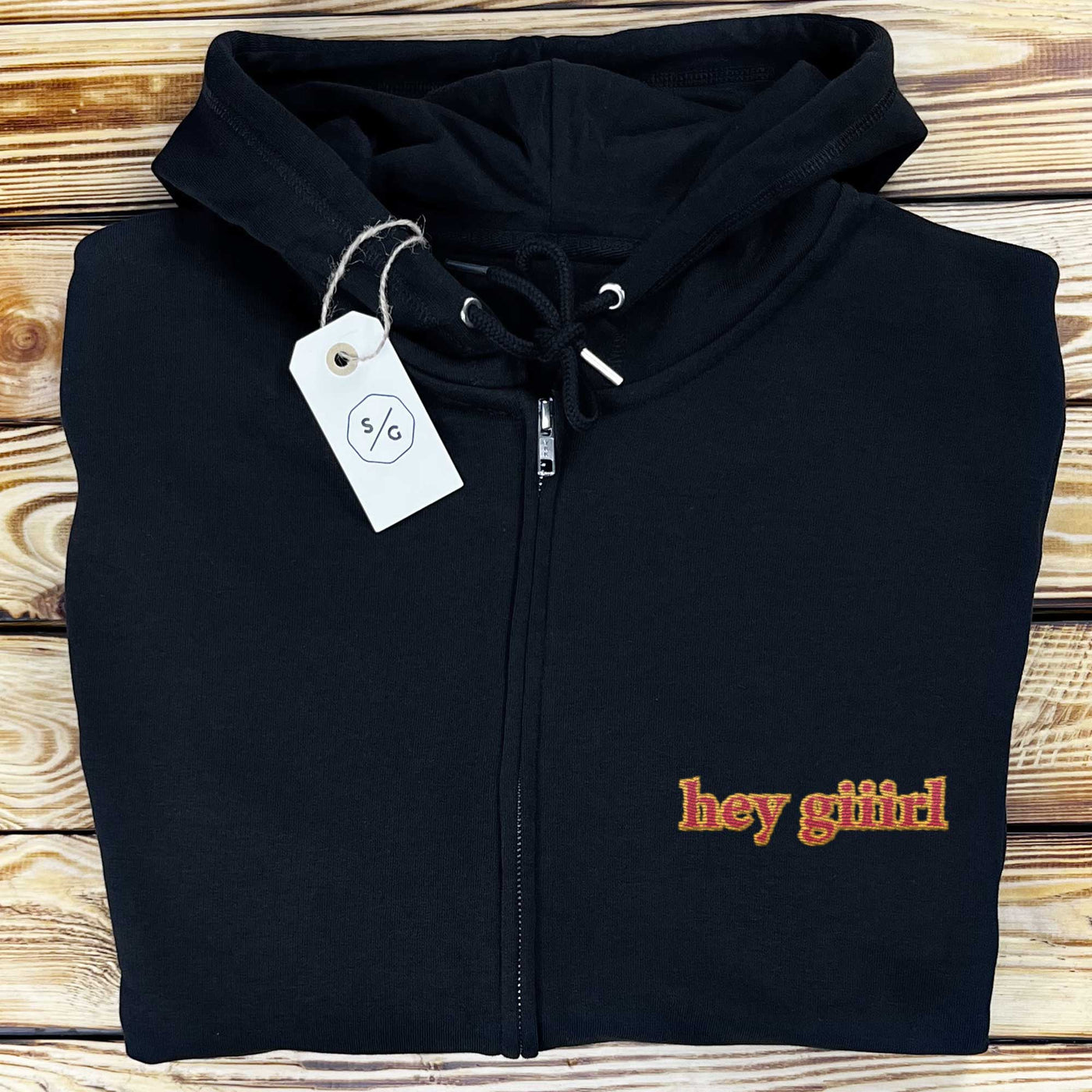 ZIPPER HOODIE • HEY GIRL