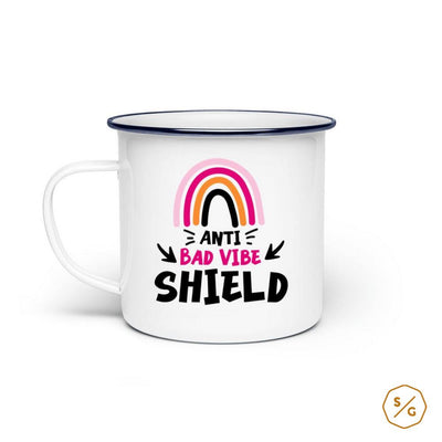 ENAMEL MUG (STEEL) • ANTI BAD VIBE SHIELD