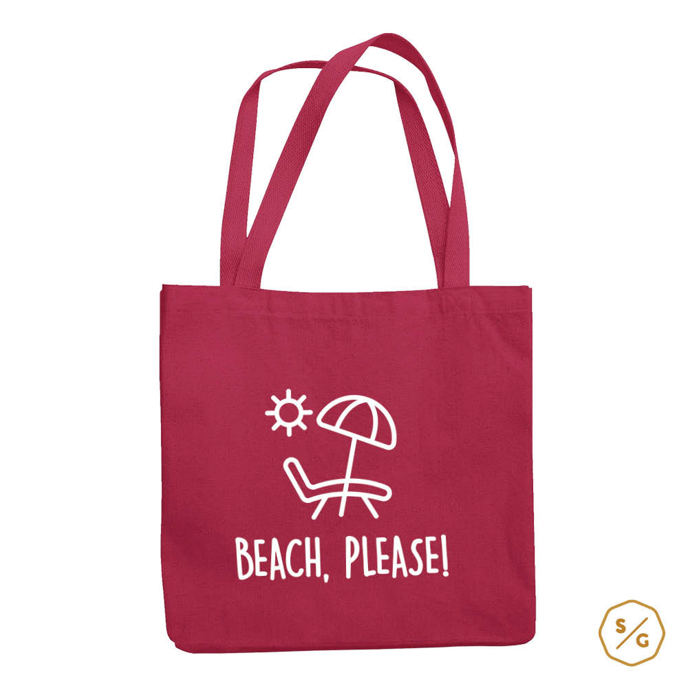 BEDRUCKTE BAUMWOLL-TASCHE • BEACH, PLEASE