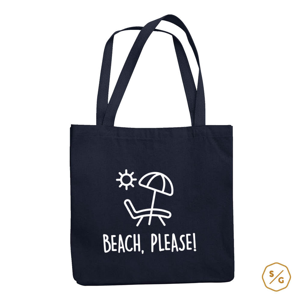 BEDRUCKTE BAUMWOLL-TASCHE • BEACH, PLEASE