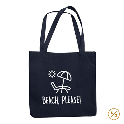 BEDRUCKTE BAUMWOLL-TASCHE • BEACH, PLEASE