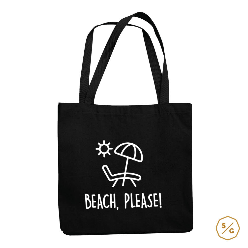 BEDRUCKTE BAUMWOLL-TASCHE • BEACH, PLEASE