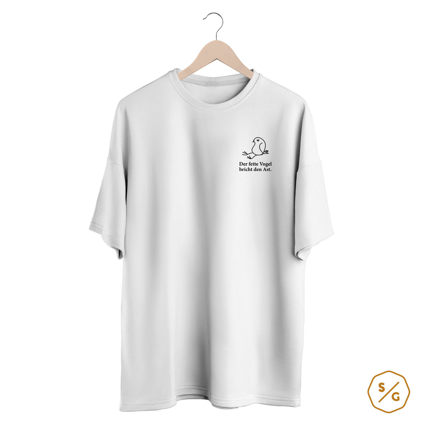 BESTICKTES SHIRT OVERSIZED • DER FETTE VOGEL BRICHT DEN AST