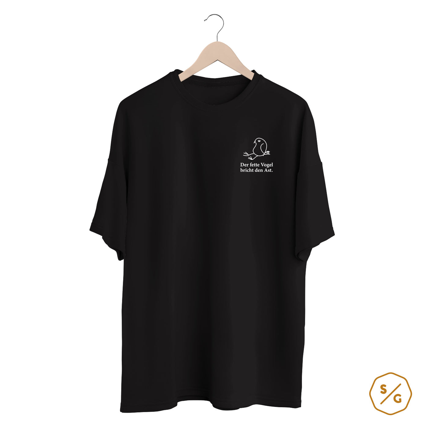 BESTICKTES SHIRT OVERSIZED • DER FETTE VOGEL BRICHT DEN AST