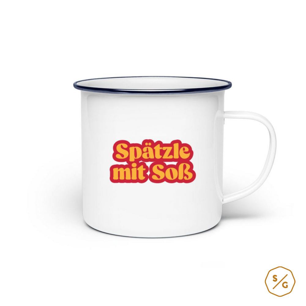 EMAILLE-TASSE (STAHL) • SPÄTZLE MIT SOSS