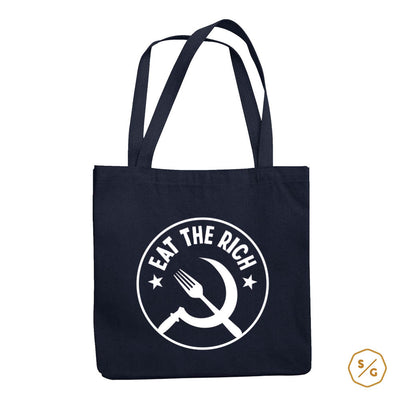 BEDRUCKTE BAUMWOLL-TASCHE • EAT THE RICH / BADGE