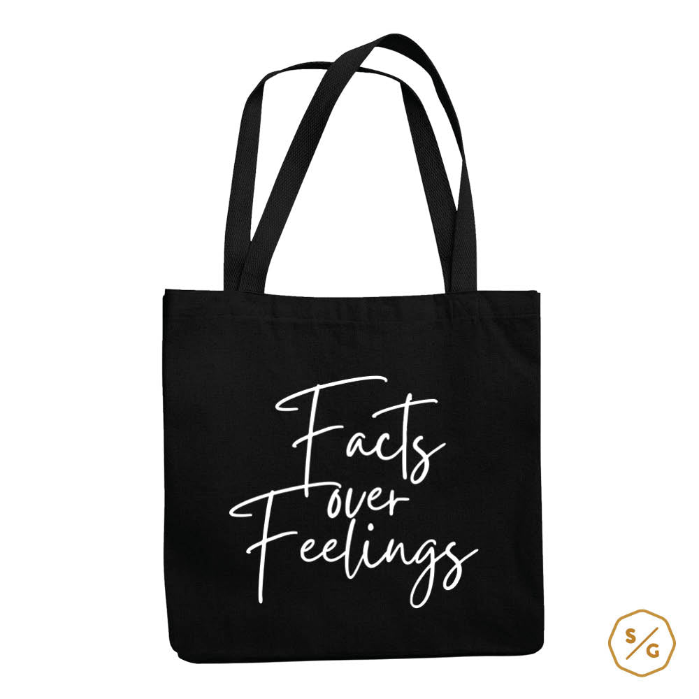 BEDRUCKTE BAUMWOLL-TASCHE • FACTS OVER FEELINGS