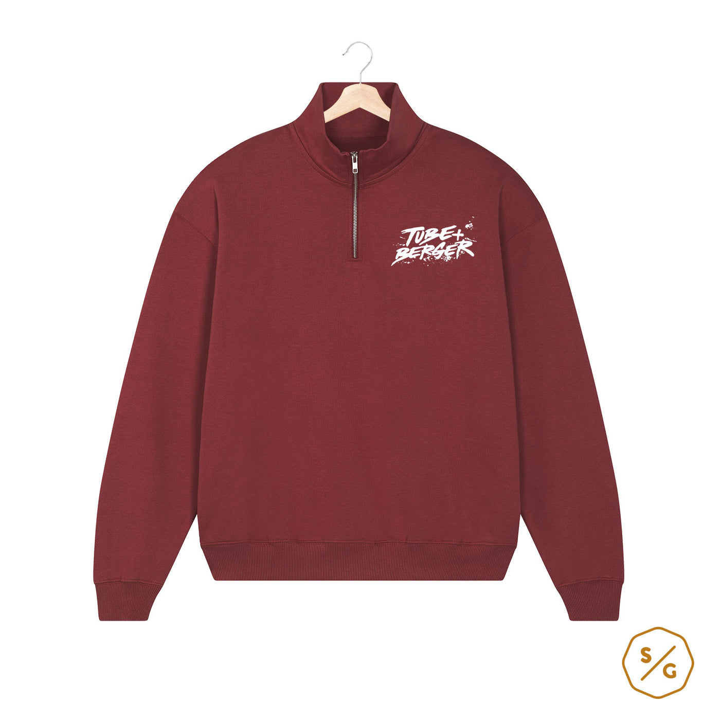 BEDRUCKTER HALF-ZIP SWEATER • LOGO TUBE & BERGER