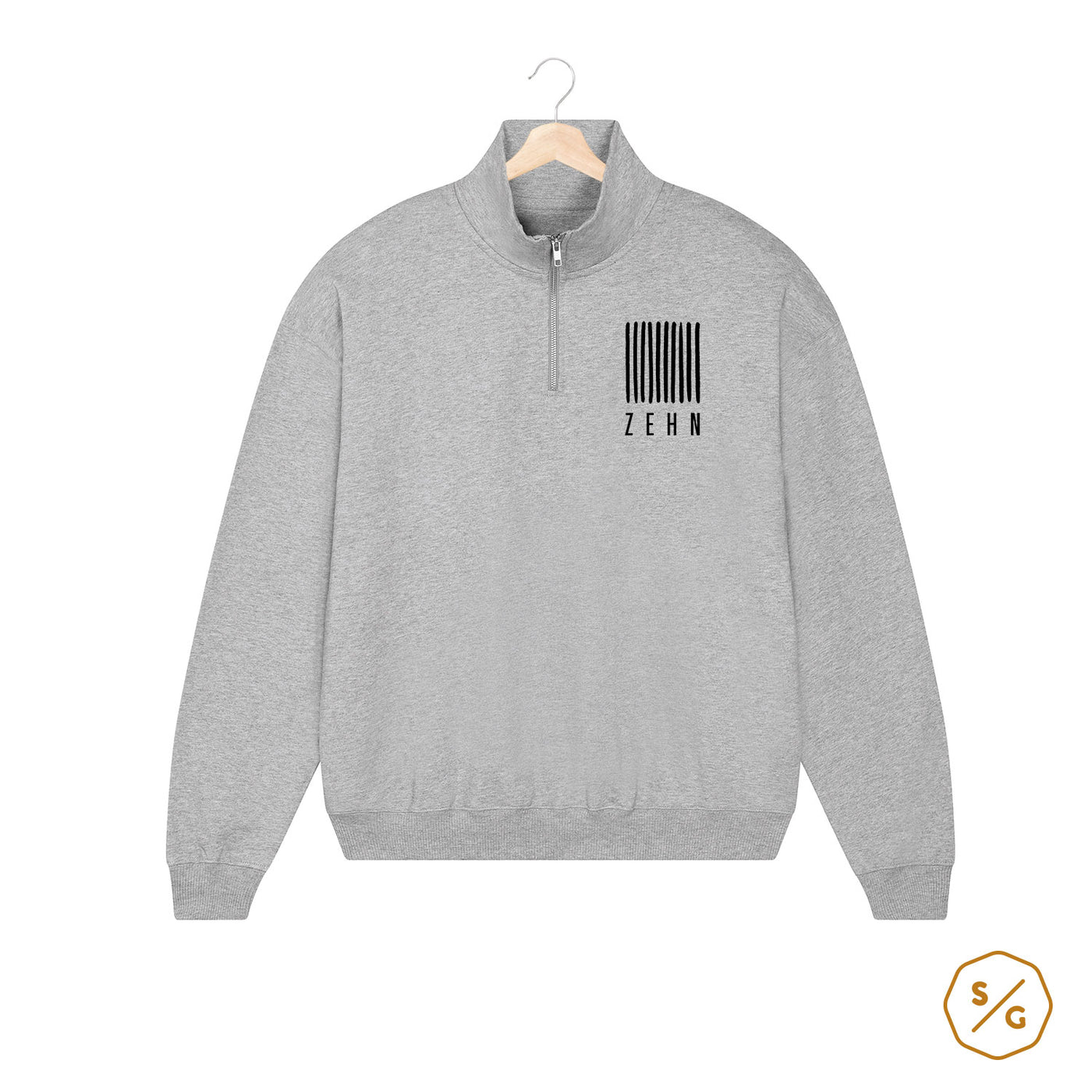 BESTICKTER HALF-ZIP SWEATER • LOGO ZEHN RECORDS