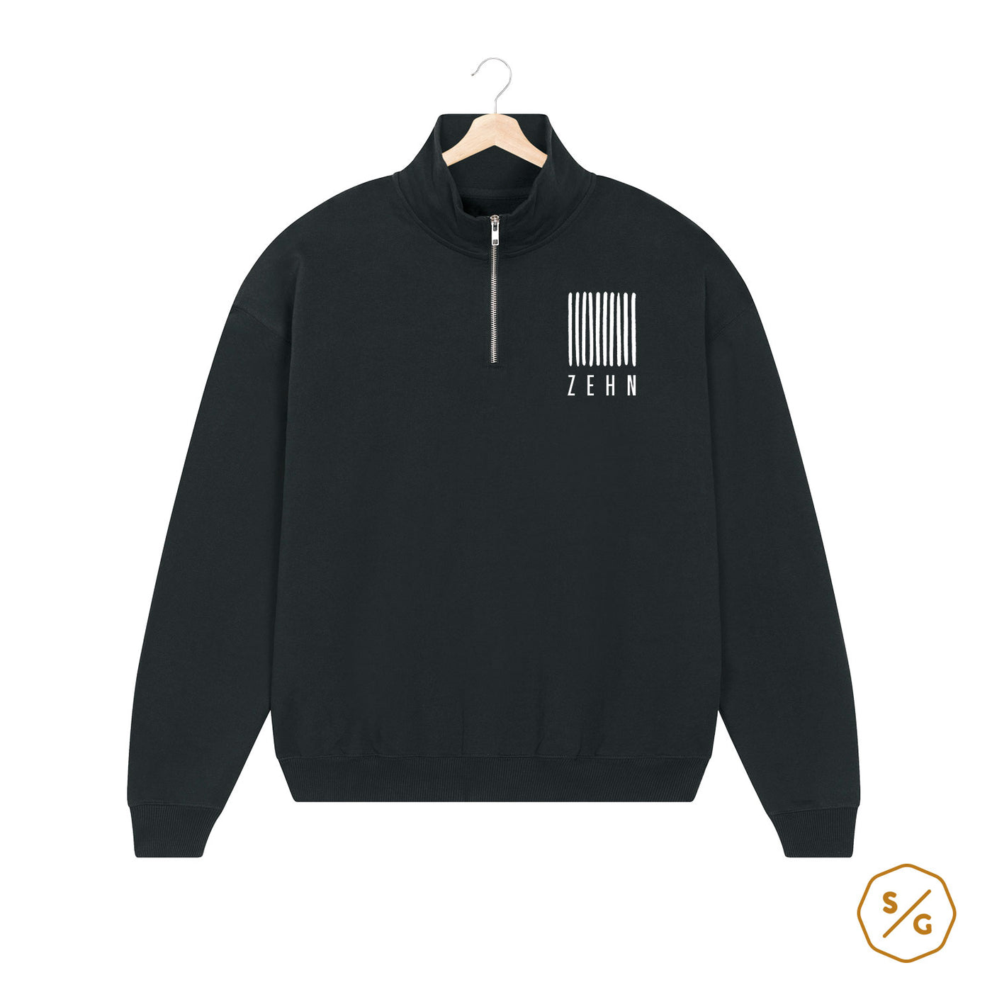 BESTICKTER HALF-ZIP SWEATER • LOGO ZEHN RECORDS