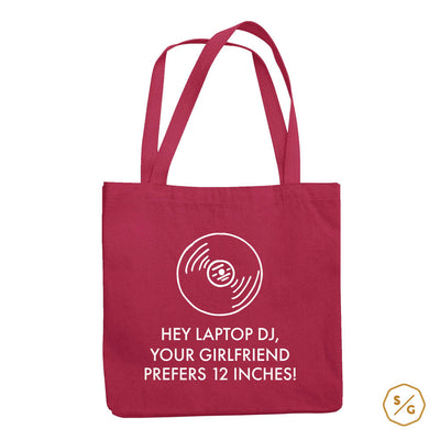 PRINTED COTTON BAG • HEY LAPTOP DJ