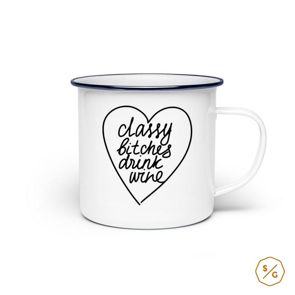 ENAMEL MUG (STEEL) • CLASSY BITCHES DRINK WINE