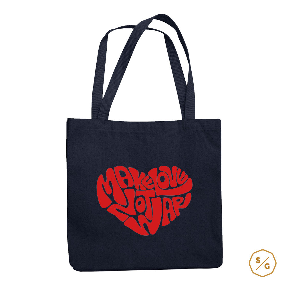 BEDRUCKTE BAUMWOLL-TASCHE • MAKE LOVE NOT WAR