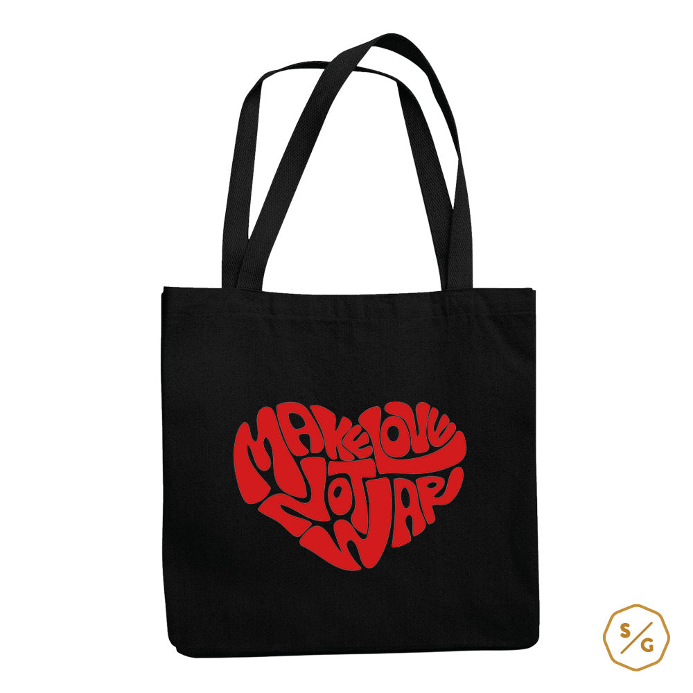 BEDRUCKTE BAUMWOLL-TASCHE • MAKE LOVE NOT WAR